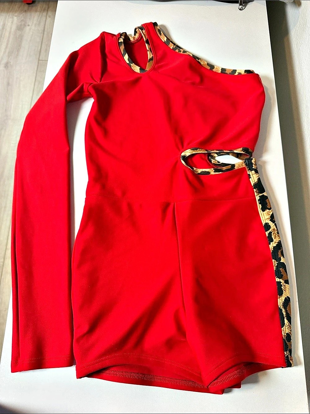 Tiger Friday Red Animal Print Reflection jumpsuit Adult XS
